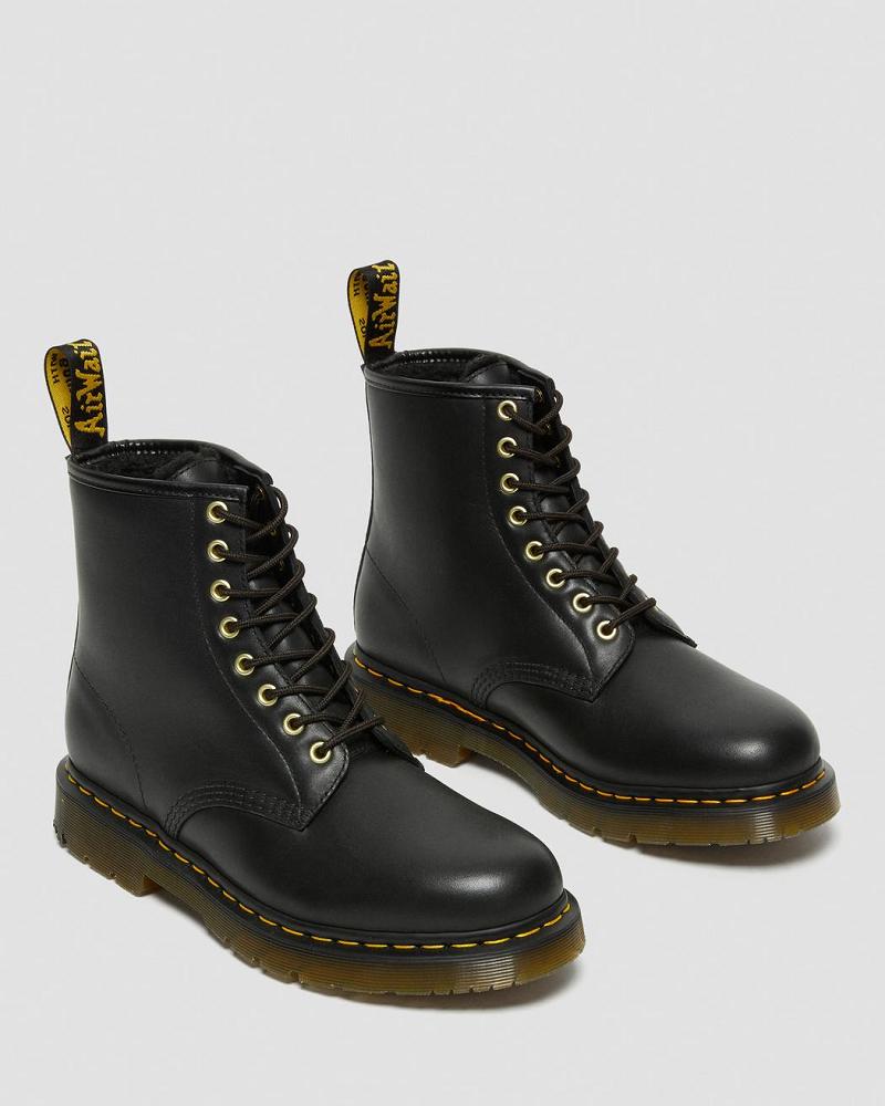 Black Women's Dr Martens 1460 DM's Wintergrip Leather Work Boots | CA 393PJJ